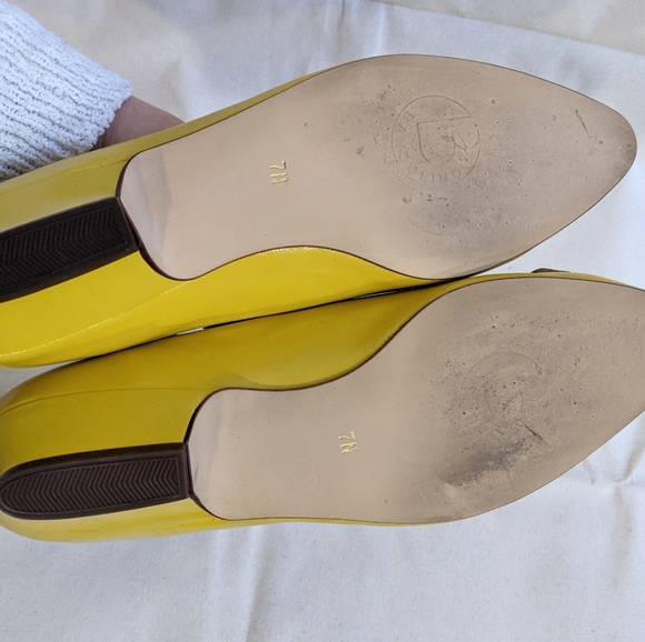 Vintage 1980s BANDOLINO pumps canary yellow size 7N - Picture 4 of 4